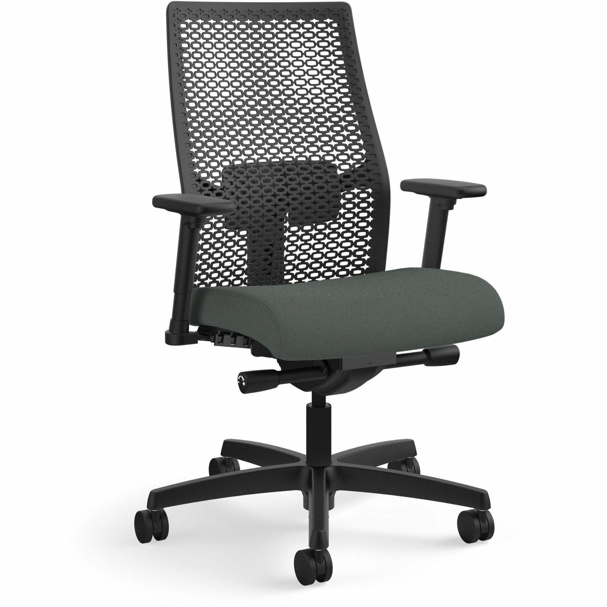 hon-ignition-reactiv-back-task-chair-fabric-seat-iron-ore-fabric-seat-black-mesh-back-black-frame-5-star-base-1-each_honiwmrak20c19b - 1