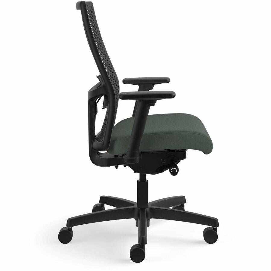 HON Ignition ReActiv Back Task Chair - Fabric Seat - Iron Ore Fabric Seat - Black Mesh Back - Black Frame - 5-star Base - 1 Each