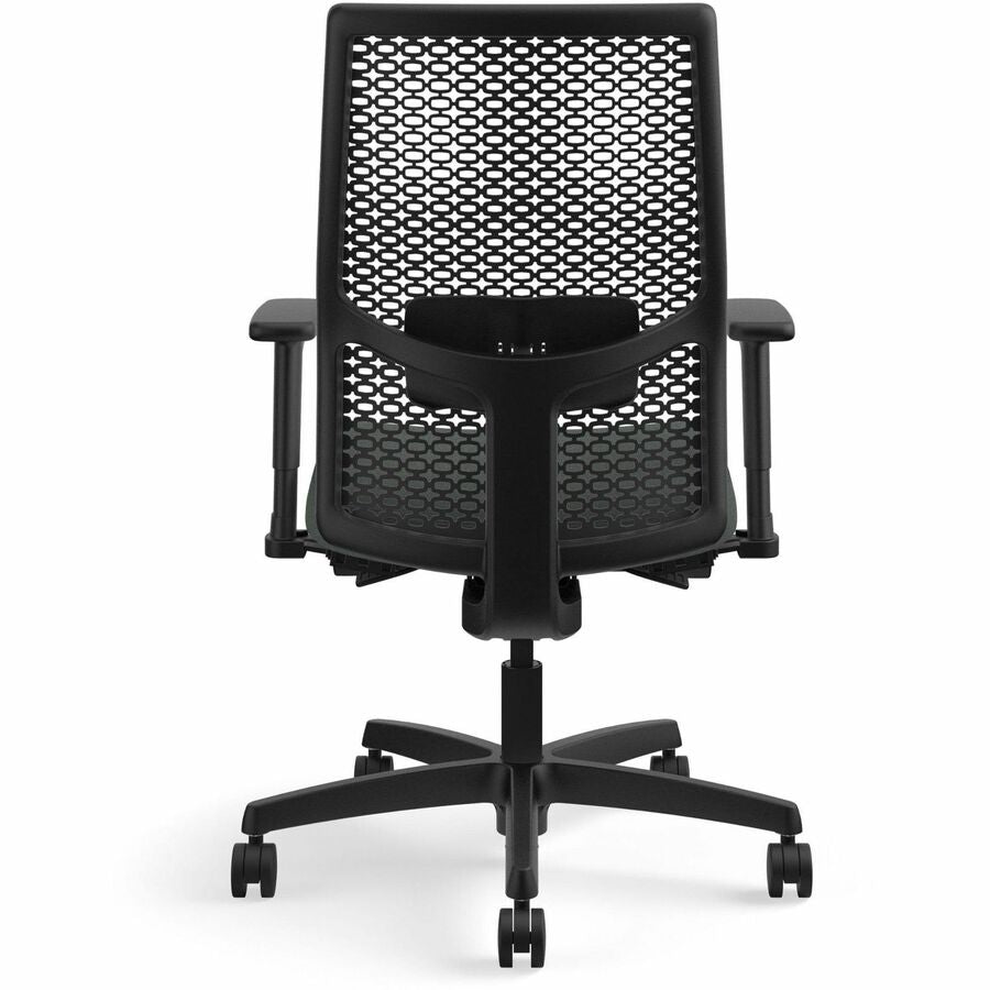 HON Ignition ReActiv Back Task Chair - Fabric Seat - Iron Ore Fabric Seat - Black Mesh Back - Black Frame - 5-star Base - 1 Each