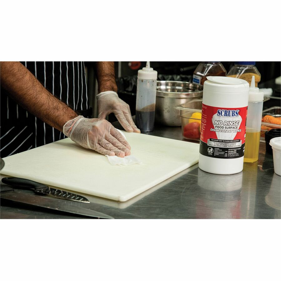 scrubs-no-rinse-food-surface-disinfectant-wipes-ready-to-use-80-can-6-carton-rinse-free-red_itw97080ct - 6
