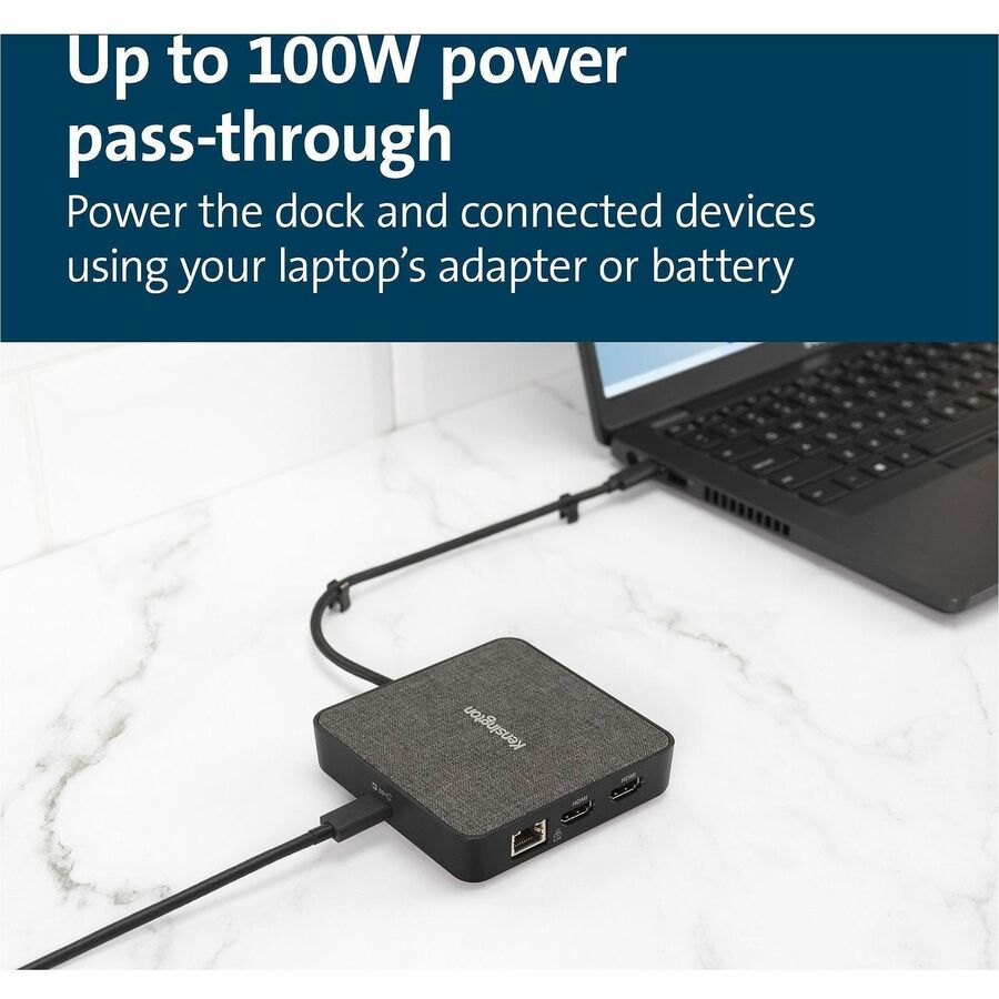 Kensington MD120U4 USB4 Portable Docking Station - for Notebook/Monitor - USB4 - 2 Displays Supported - 4K, 8K - 3840 x 2160, 7680 x 4320 - 3 x USB Ports - 2 x USB Type-A Ports - USB Type-A - 1 x USB Type-C Ports - USB Type-C - Network (RJ-45) - 2 x