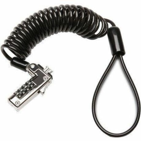 Slim Portable Combination Lock for Standard Slot, 6 ft Carbon Steel Cable, Black/Silver