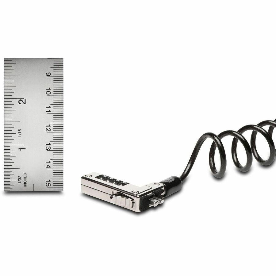Slim Portable Combination Lock for Standard Slot, 6 ft Carbon Steel Cable, Black/Silver
