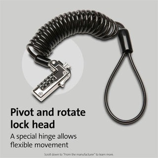 Slim Portable Combination Lock for Standard Slot, 6 ft Carbon Steel Cable, Black/Silver