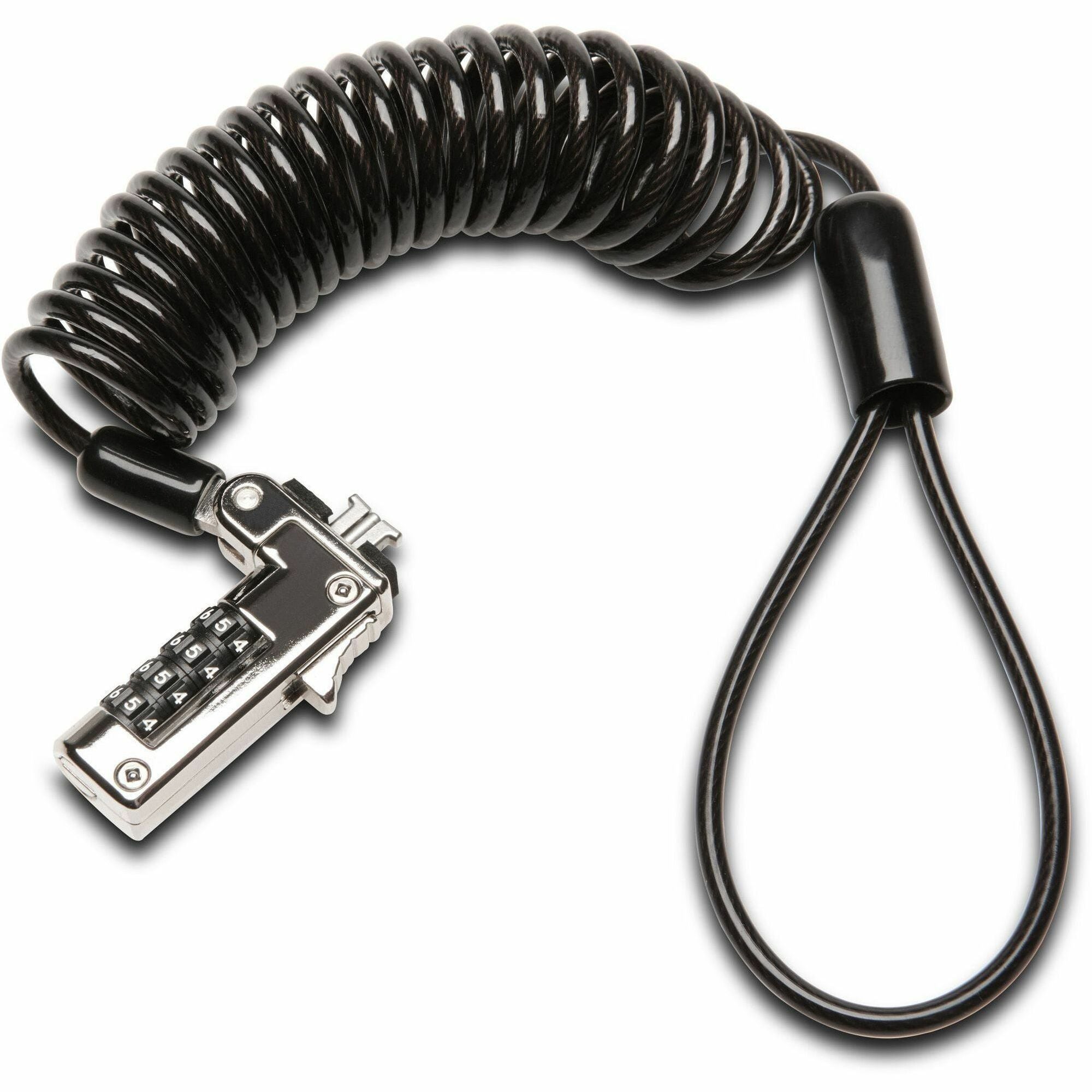 Slim Portable Combination Lock for Standard Slot, 6 ft Carbon Steel Cable, Black/Silver