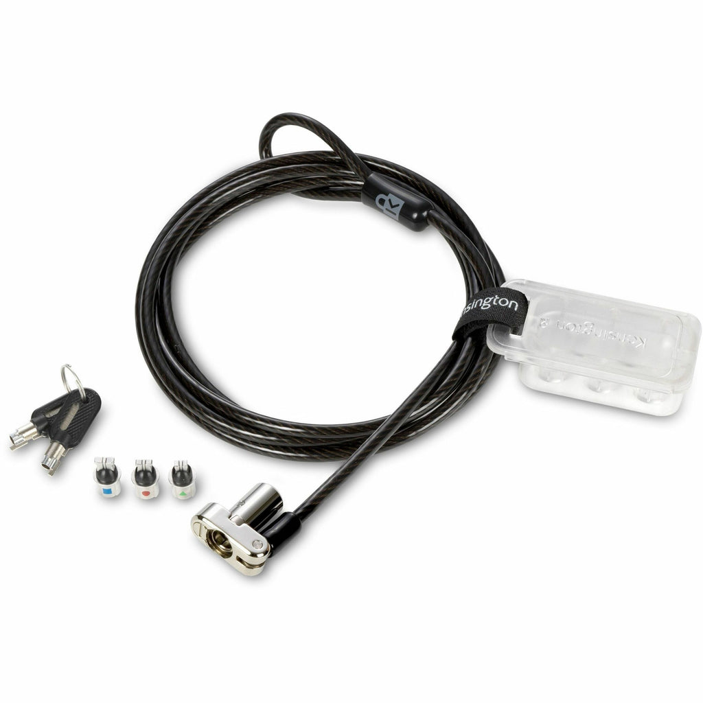 Kensington Universal 3-in-1 Keyed Laptop Lock - Keyed Lock - Black - Carbon Steel, Plastic - 6 ft - For Notebook - 1