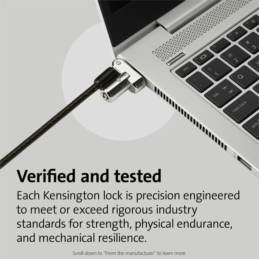 Kensington Universal 3-in-1 Keyed Laptop Lock - Keyed Lock - Black - Carbon Steel, Plastic - 6 ft - For Notebook - 6