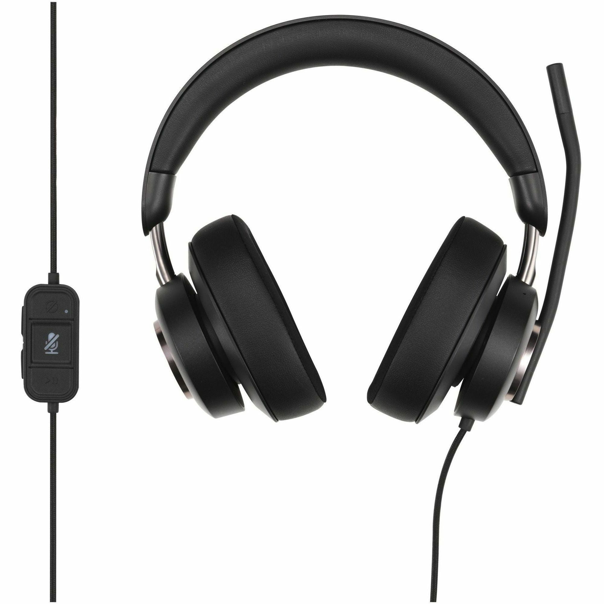 Kensington H2000 USB-C Over-Ear Headset - Stereo - USB Type C - Wired - Over-the-ear - Binaural - Circumaural - 6 ft Cable - Noise Cancelling Microphone - Noise Canceling - Black - 5