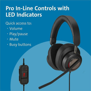 Kensington H2000 USB-C Over-Ear Headset - Stereo - USB Type C - Wired - Over-the-ear - Binaural - Circumaural - 6 ft Cable - Noise Cancelling Microphone - Noise Canceling - Black