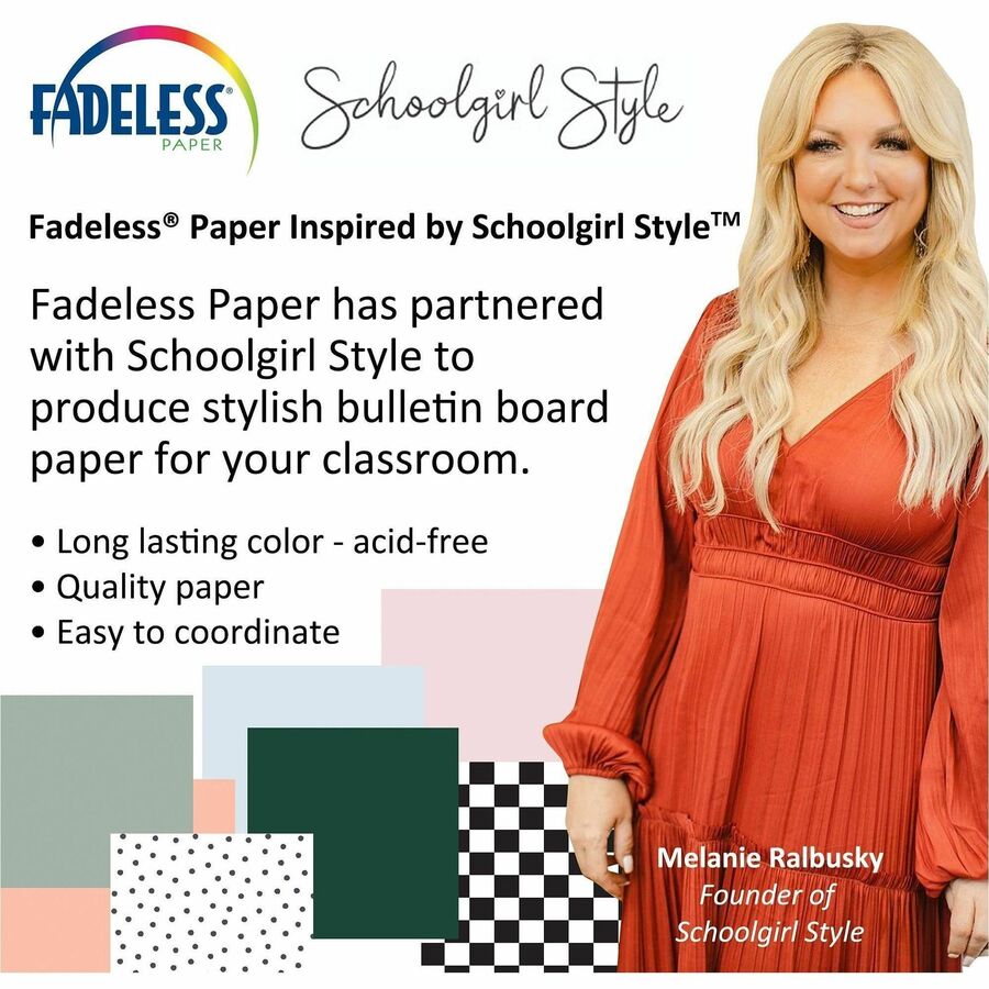 Fadeless Bulletin Board Paper Rolls - Art, Classroom, School, Home, Office, Decoration, Door, File Cabinet - 48"Width x 50 ftLength - 1 Roll - Little Miss - Paper