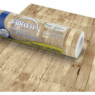 Bordette Designs, 48" x 50 ft Roll, Weathered Wood, Brown/White