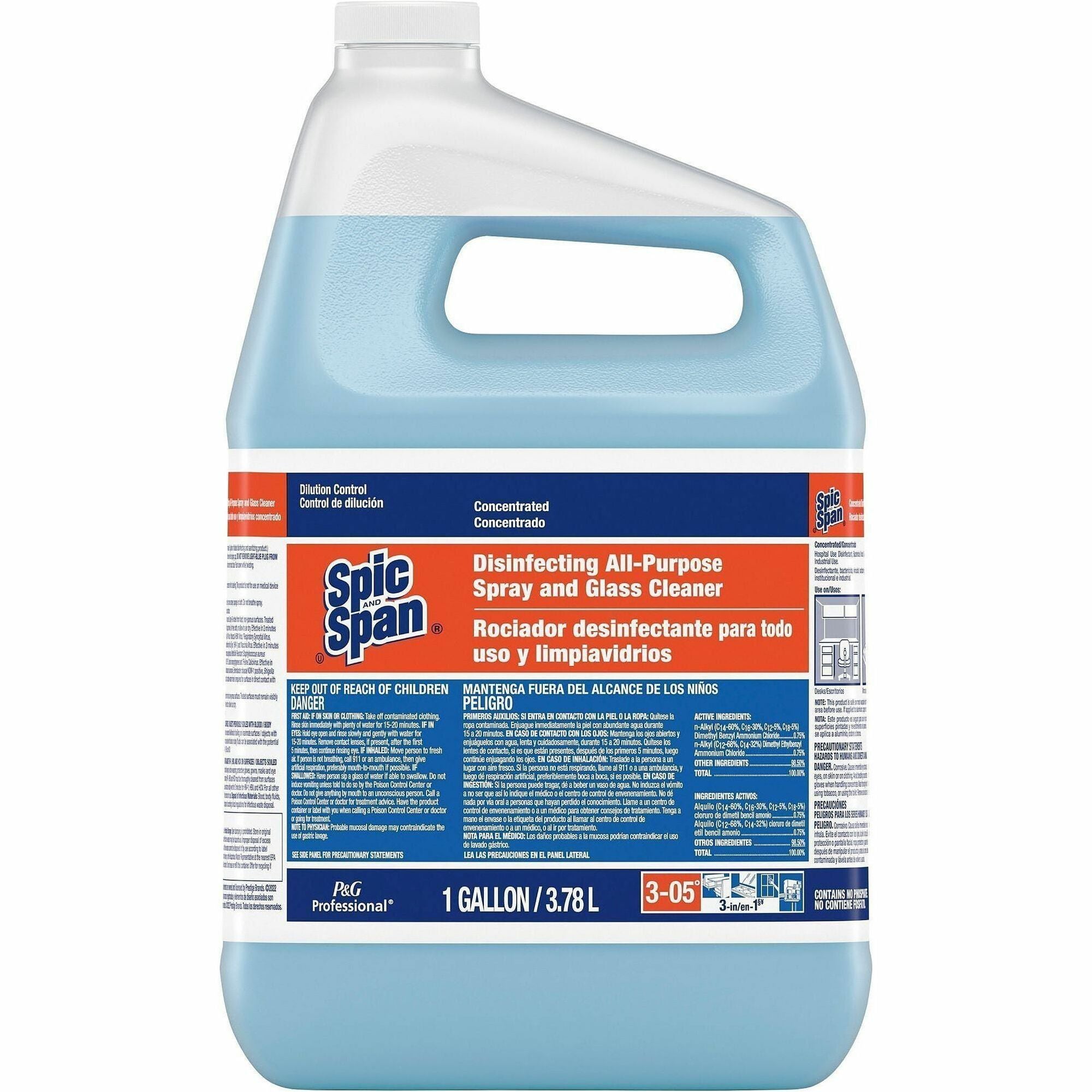 Spic and Span Concentrated Cleaner - Ready-To-Use/Concentrate - 128 fl oz (4 quart) - 2 / Carton - Heavy Duty, Streak-free, Disinfectant - Blue