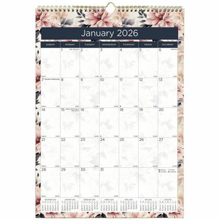 12-Month Colorful Wall Calendar, Abstract Floral Artwork, 12 x 17, White Sheets, 12-Month (Jan to Dec): 2024