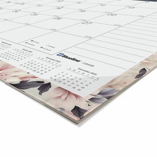 Blueline Abstract Floral Monthly Desk Pad - Monthly - 12 Month - January 2024 - December 2024 - 1 Month Single Page Layout - 17" x 22" Sheet Size - Desk Pad - Abstract Floral, Clear - Chipboard, Vinyl - Dated Planning Page, Daily Block, Notes Section