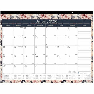 Blueline Abstract Floral Monthly Desk Pad - Monthly - 12 Month - January 2024 - December 2024 - 1 Month Single Page Layout - 17" x 22" Sheet Size - Desk Pad - Abstract Floral, Clear - Chipboard, Vinyl - Dated Planning Page, Daily Block, Notes Section