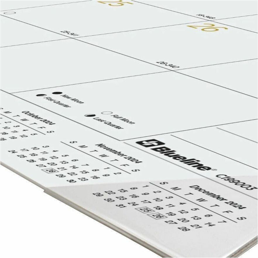 blueline-classic-gold-monthly-desk-pad-calendar-monthly-12-month-january-2024-december-2024-1-month-single-page-layout-17-x-22-sheet-size-desk-pad-clear-white-chipboard-vinyl-dated-planning-page-daily-block-notes-section-re_redc199003 - 5