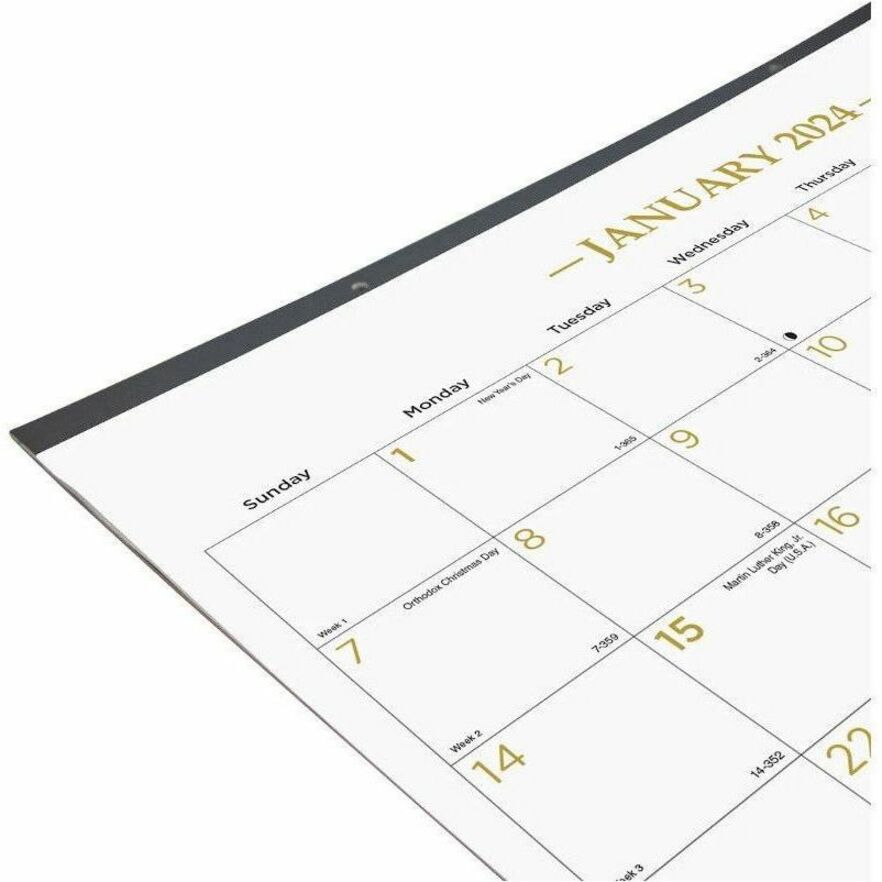 blueline-classic-gold-monthly-desk-pad-calendar-monthly-12-month-january-2024-december-2024-1-month-single-page-layout-17-x-22-sheet-size-desk-pad-clear-white-chipboard-vinyl-dated-planning-page-daily-block-notes-section-re_redc199003 - 7