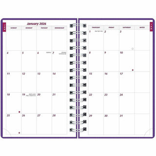 Brownline DuraFlex Daily Appointment Planner - Daily, Monthly - 12 Month - January 2024 - December 2024 - 7:00 AM to 7:30 PM - Half-hourly - 1 Day Single Page Layout 2 Month Double Page Layout - 5" x 8" Sheet Size - Twin Wire - Purple - Poly - Durabl