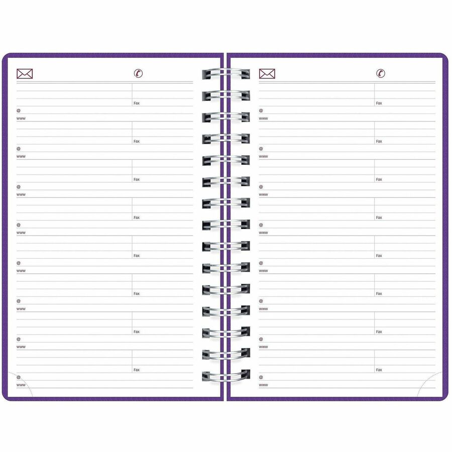 Brownline DuraFlex Daily Appointment Planner - Daily, Monthly - 12 Month - January 2024 - December 2024 - 7:00 AM to 7:30 PM - Half-hourly - 1 Day Single Page Layout 2 Month Double Page Layout - 5" x 8" Sheet Size - Twin Wire - Purple - Poly - Durabl