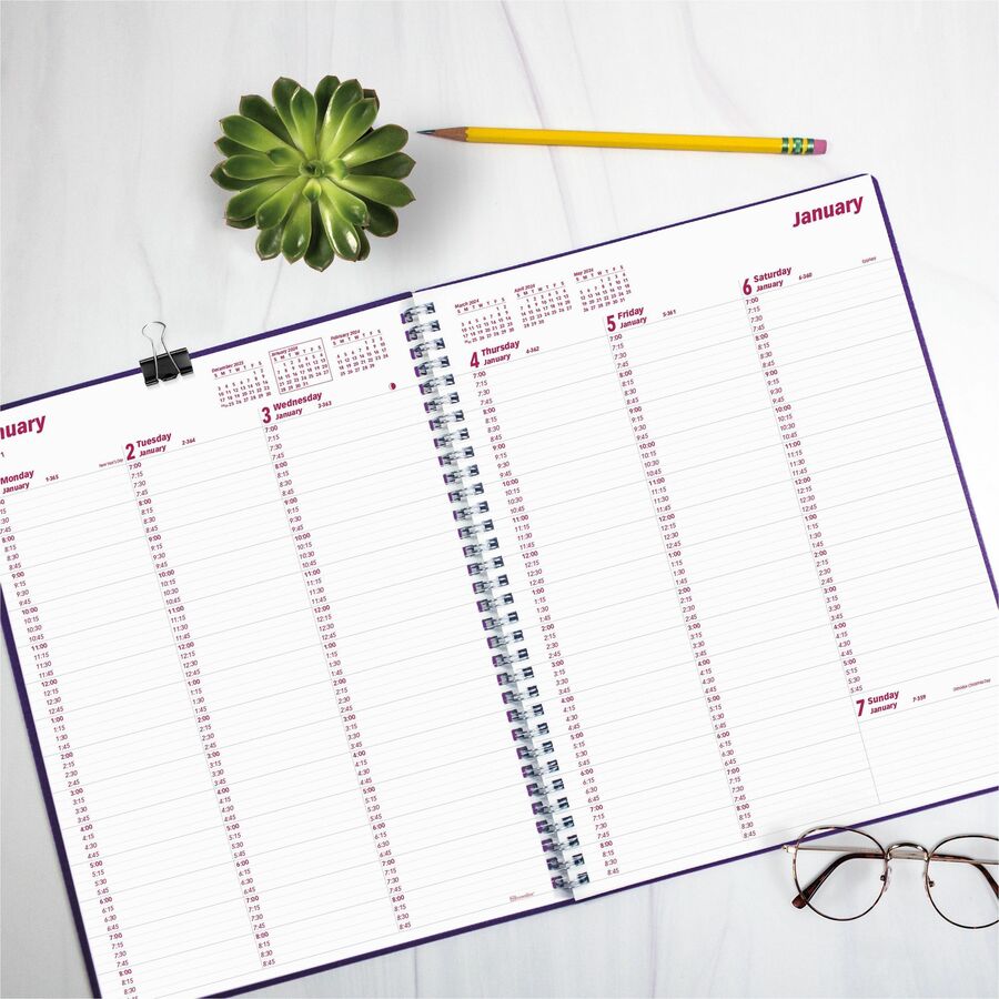 brownline-duraflex-weekly-appointment-planner-weekly-12-month-january-2024-december-2024-700-am-to-845-pm-quarter-hourly-monday-friday-700-am-to-545-pm-quarter-hourly-saturday-2-week-double-page-layout-8-1-2-x-11-sheet_redcb950vpur - 5