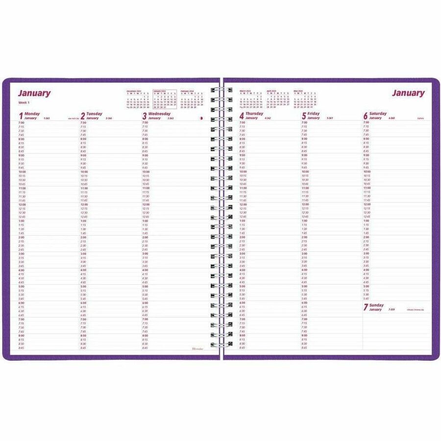 brownline-duraflex-weekly-appointment-planner-weekly-12-month-january-2024-december-2024-700-am-to-845-pm-quarter-hourly-monday-friday-700-am-to-545-pm-quarter-hourly-saturday-2-week-double-page-layout-8-1-2-x-11-sheet_redcb950vpur - 7