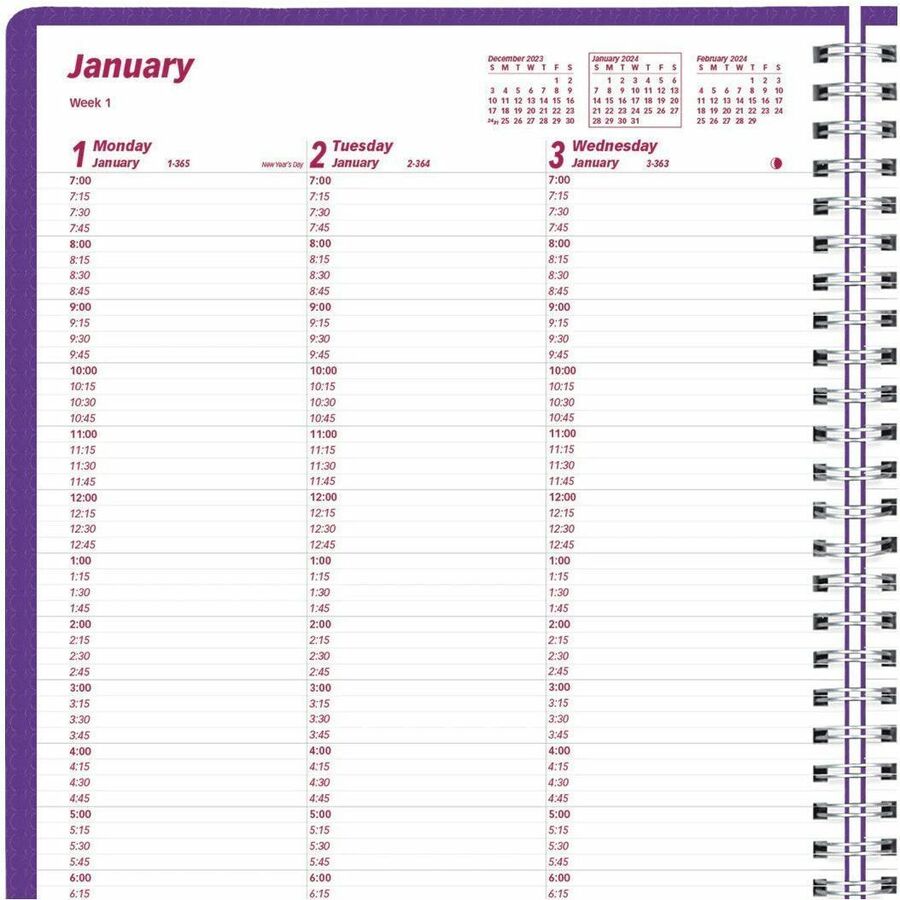 brownline-duraflex-weekly-appointment-planner-weekly-12-month-january-2024-december-2024-700-am-to-845-pm-quarter-hourly-monday-friday-700-am-to-545-pm-quarter-hourly-saturday-2-week-double-page-layout-8-1-2-x-11-sheet_redcb950vpur - 8