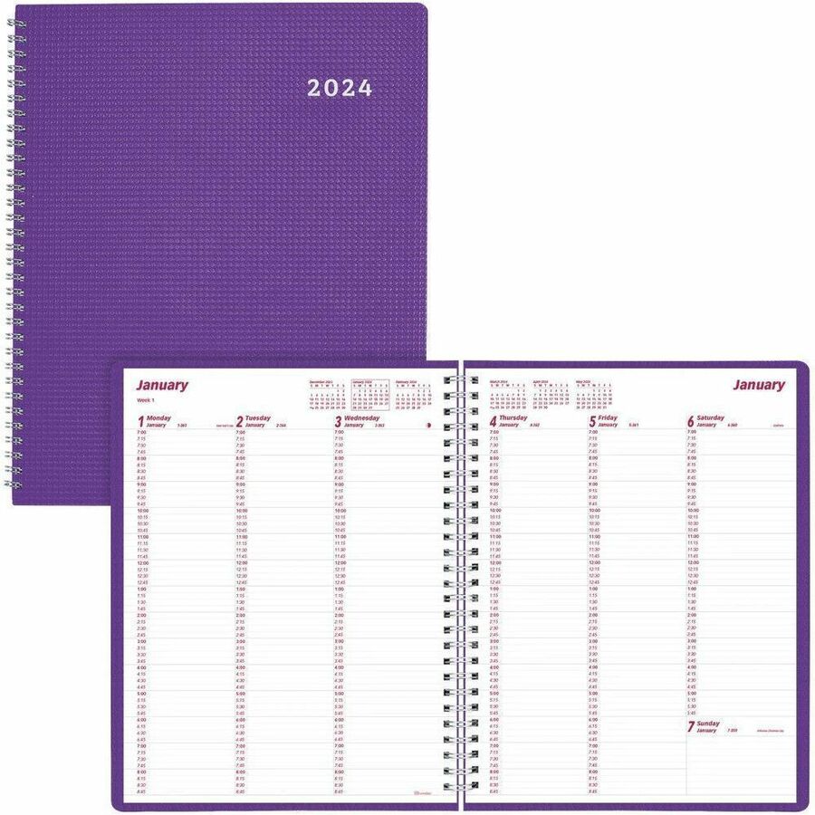 brownline-duraflex-weekly-appointment-planner-weekly-12-month-january-2024-december-2024-700-am-to-845-pm-quarter-hourly-monday-friday-700-am-to-545-pm-quarter-hourly-saturday-2-week-double-page-layout-8-1-2-x-11-sheet_redcb950vpur - 6