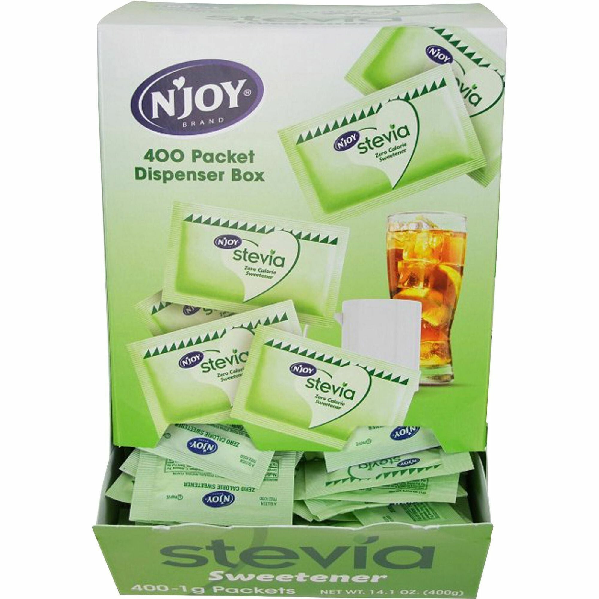 njoy-green-stevia-sugar-substitute-0035-oz-1-g-stevia-flavor-400-box_sug83221 - 1