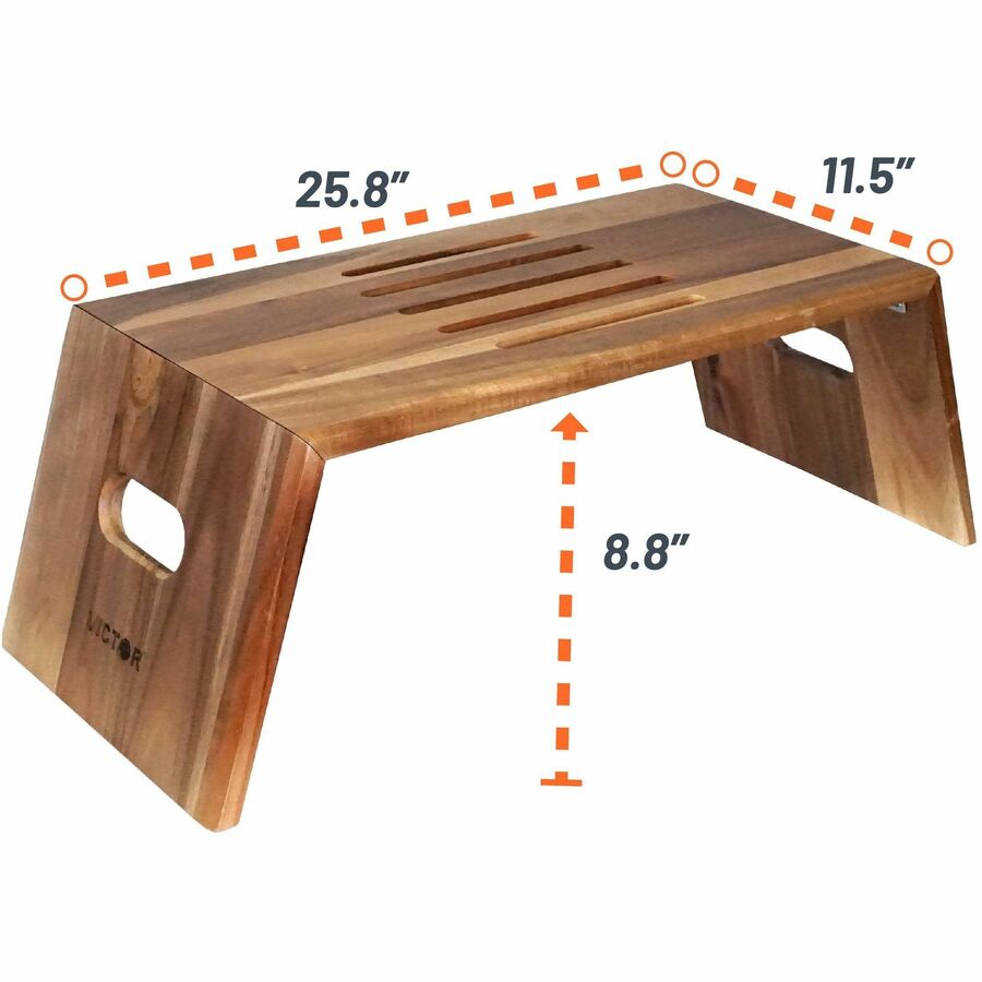 Victor High Rise Portable Folding Laptop Desk - 10 lb Load Capacity - 8.8" Height - Desk - Acacia Wood, Plywood - Natural