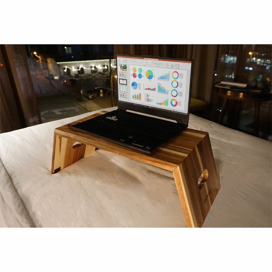 Victor High Rise Portable Folding Laptop Desk - 10 lb Load Capacity - 8.8" Height - Desk - Acacia Wood, Plywood - Natural