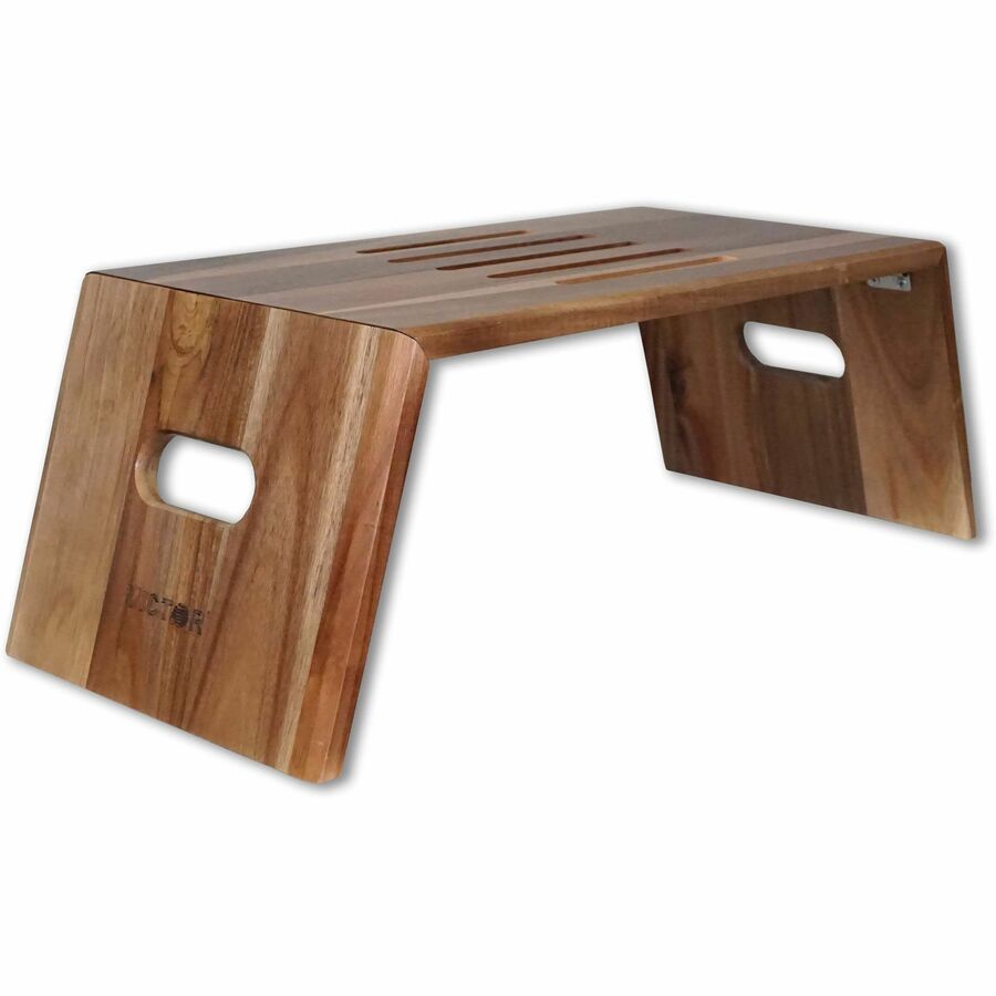 Victor High Rise Portable Folding Laptop Desk - 10 lb Load Capacity - 8.8" Height - Desk - Acacia Wood, Plywood - Natural