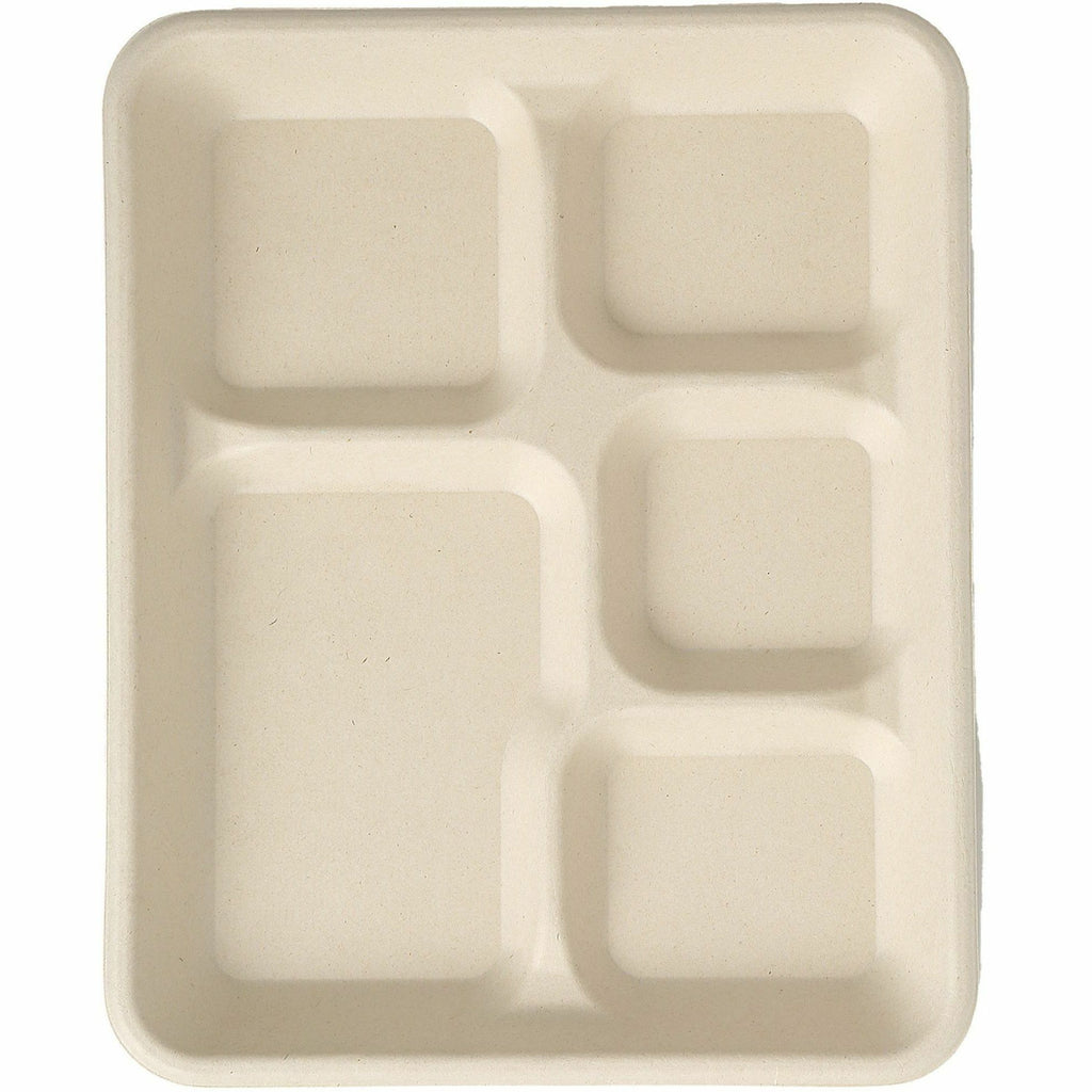 blutable-8x10-5-compartment-lunch-trays-food-natural-molded-fiber-sugarcane-fiber-body-500-carton_rmlmf5c - 2