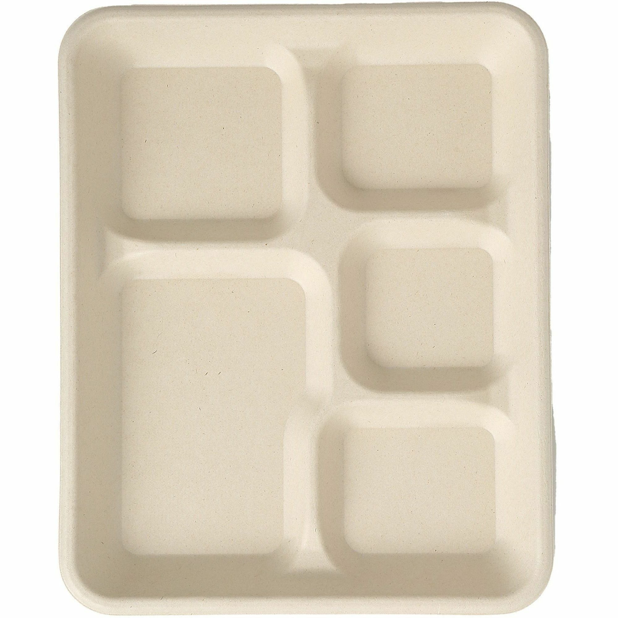 blutable-8x10-5-compartment-lunch-trays-food-natural-molded-fiber-sugarcane-fiber-body-500-carton_rmlmf5c - 2