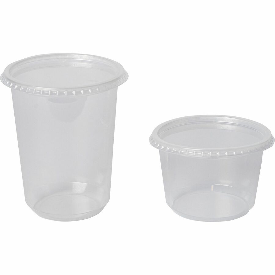 BluTable 16 oz/32 oz Round Deli Tub Container Lids - Polypropylene - 500 / Carton - Clear