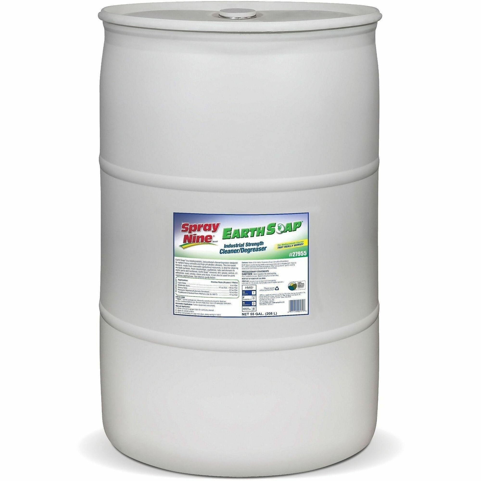 Permatex Spray Nine Earth Soap Clnr/Degrser Refill - Concentrate - 7040 fl oz (220 quart) - 1 Each - Bio-based, Refillable, Versatile, Solvent-free, Butyl-free, Phosphate-free - Multi