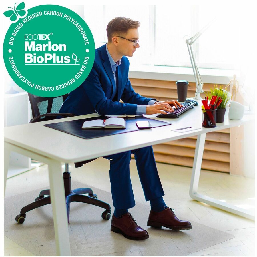 Ecotex Marlon BioPlus Rectangular Polycarbonate Chair Mat for Hard Floors, Rectangular, 35 x 47, Clear