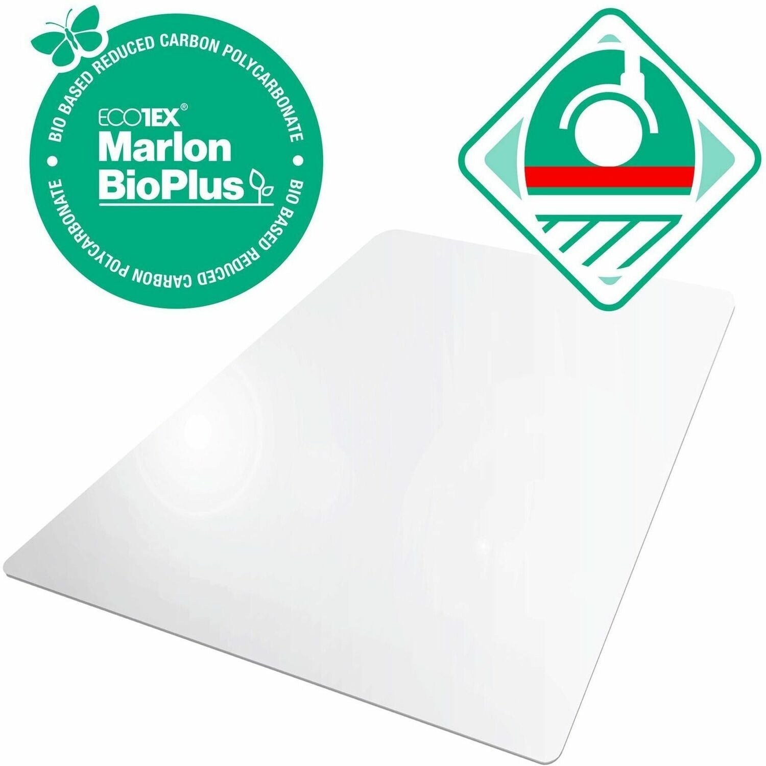 Ecotex Marlon BioPlus Rectangular Polycarbonate Chair Mat for Hard Floors, Rectangular, 35 x 47, Clear