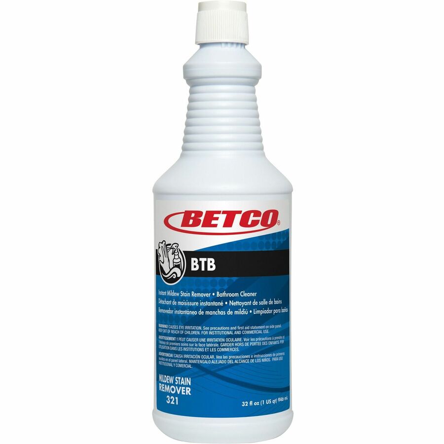 Betco BTB Instant Mildew Stain Remover - Concentrate - 32 oz (2 lb) - 12 / Carton - Amber - 3