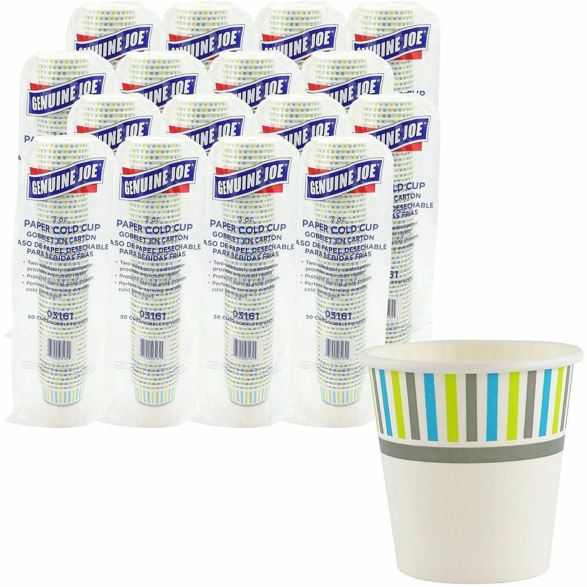 Genuine Joe 3 oz Cold Cups - 50.0 / Pack - 20 / Carton - White - Paper - Cold, Beverage