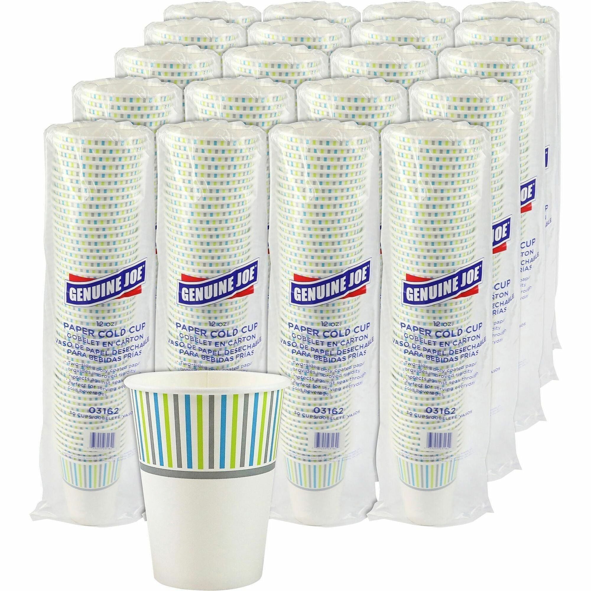 Genuine Joe 12 oz Cold Cups - 50.0 / Pack - 20 / Carton - White - Paper - Cold, Beverage
