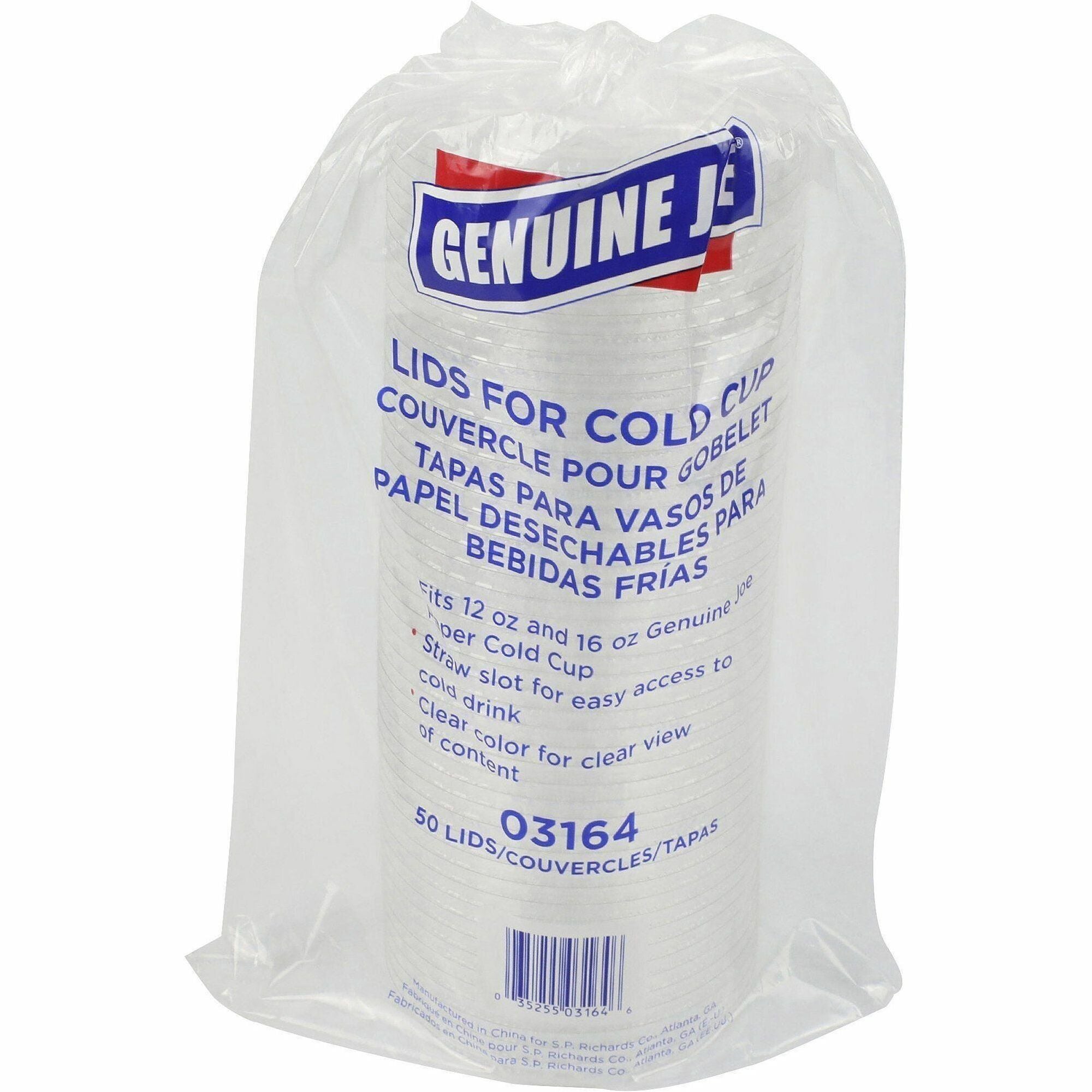 Genuine Joe Cold Cup Lids - 20 / Carton - 50 Per Pack - Clear