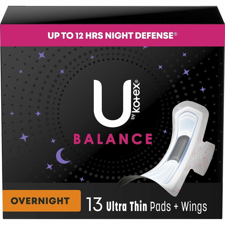 U by Kotex Ultra Thin Overnight Pads - WithWings - 1 Each - Individually Wrapped, Anti-leak, Absorbent, Odor-absorbing