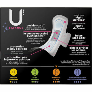 U by Kotex Ultra Thin Overnight Pads - WithWings - 6 / Carton - Absorbent, Odor-absorbing, Individually Wrapped, Anti-leak