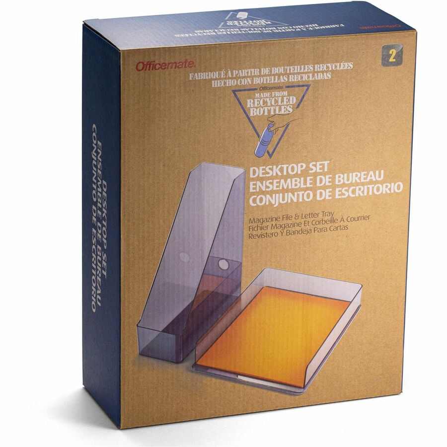 officemate-recycled-letter-tray-&-file-desktop-set-desktop-front-loading-durable-sturdy-translucent-gray-plastic-1-each_oic26115 - 3