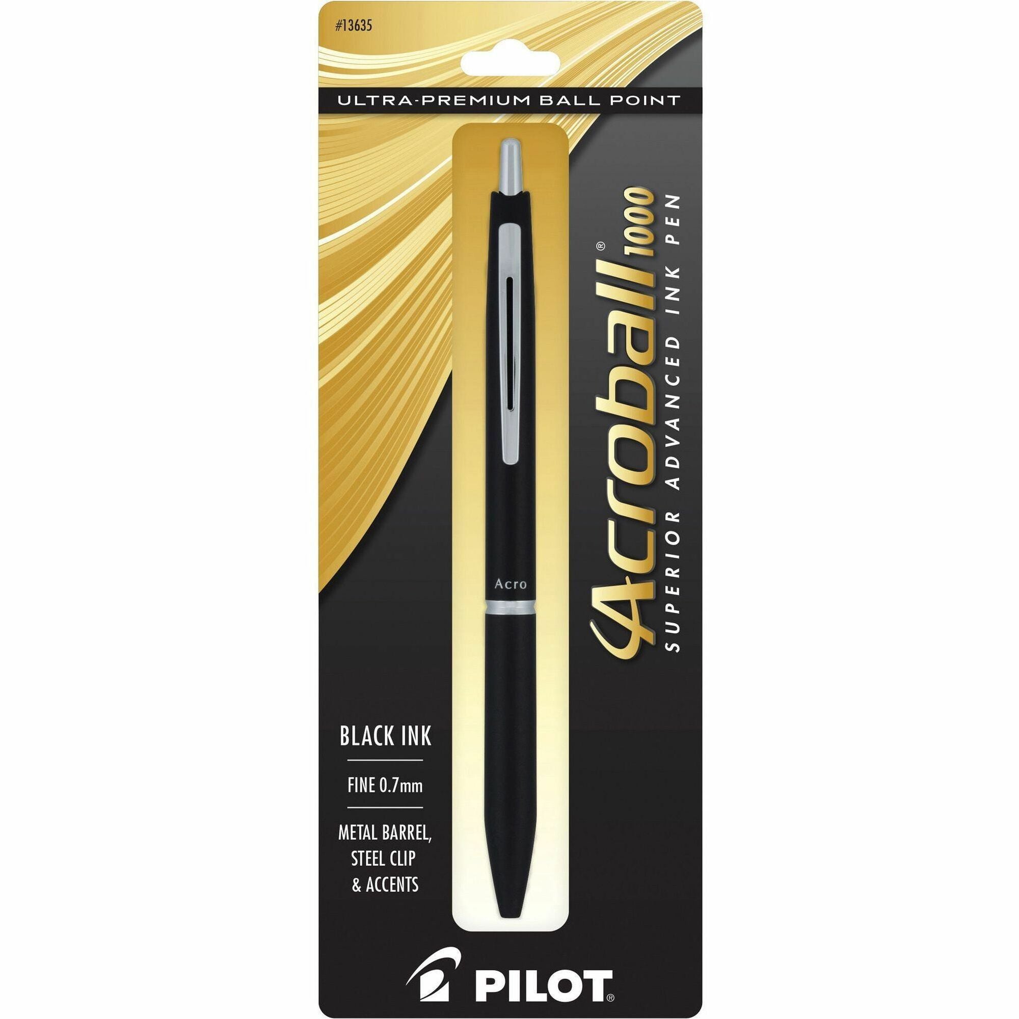 acroball-ballpoint-pen-fine-pen-point-07-mm-pen-point-size-refillable-retractable-black-gel-based-ink-black-barrel-tungsten-carbide-tip_pil13635 - 1