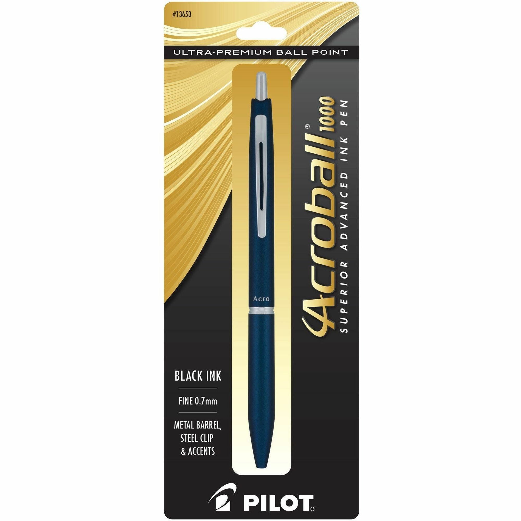 acroball-ballpoint-pen-fine-pen-point-07-mm-pen-point-size-refillable-retractable-black-gel-based-ink-navy-metal-barrel-tungsten-carbide-tip_pil13653 - 1