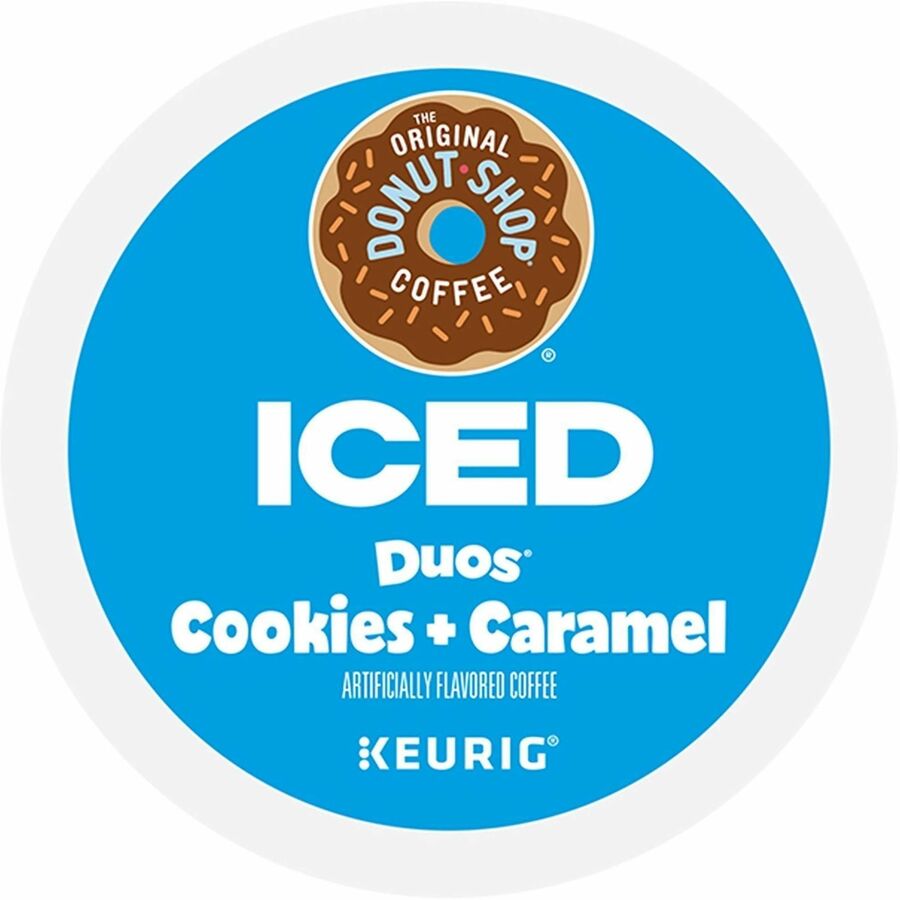 The Original Donut Shop K-Cup Iced Duos Cookies and Caramel Coffee - Compatible with Keurig Brewer - Medium - 24 / Box