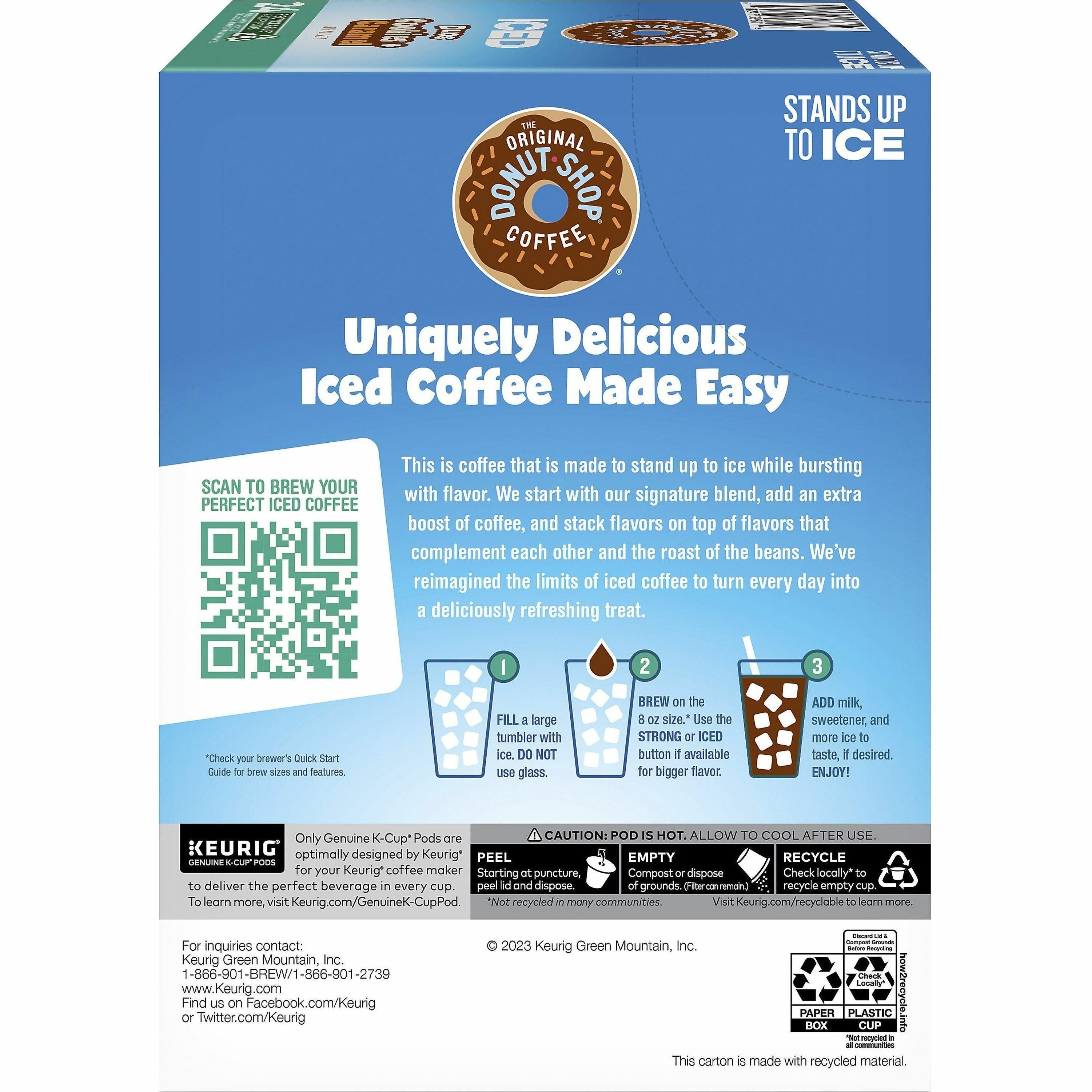 The Original Donut Shop K-Cup Iced Duos Cookies and Caramel Coffee - Compatible with Keurig Brewer - Medium - 24 / Box - 2