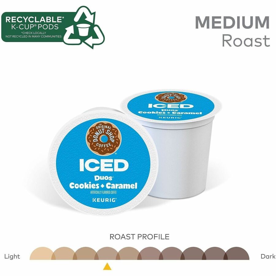 The Original Donut Shop K-Cup Iced Duos Cookies and Caramel Coffee - Compatible with Keurig Brewer - Medium - 24 / Box