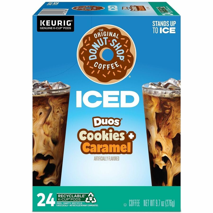 The Original Donut Shop K-Cup Iced Duos Cookies and Caramel Coffee - Compatible with Keurig Brewer - Medium - 24 / Box